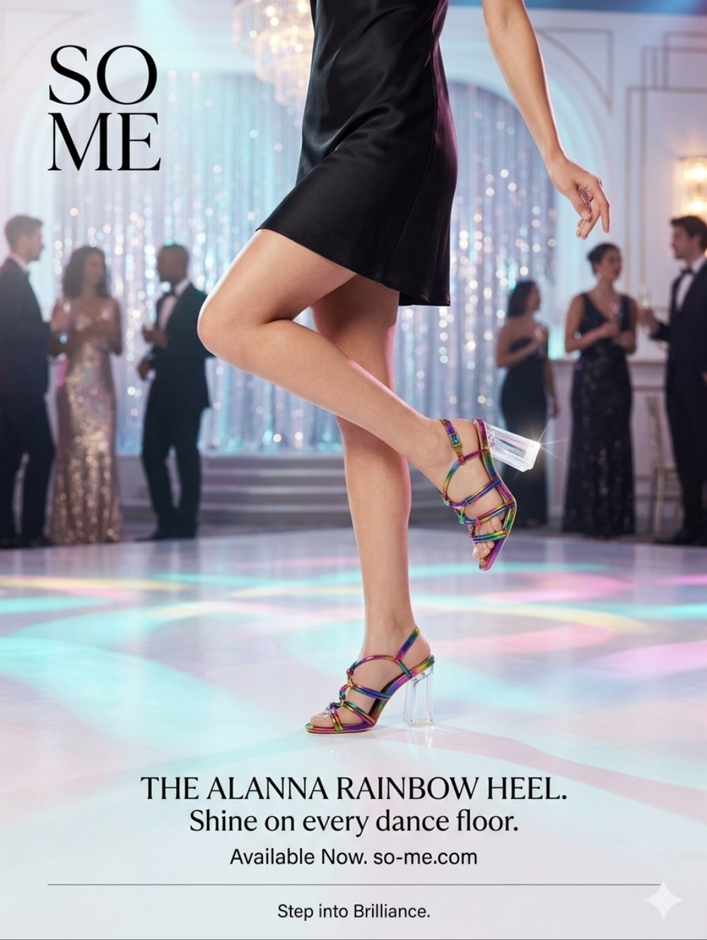 So Me Alanna 🐈Clear Heel, Rainbow Strappys footwear